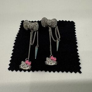 Hello Kitty Silver Bow Dangle Earrings